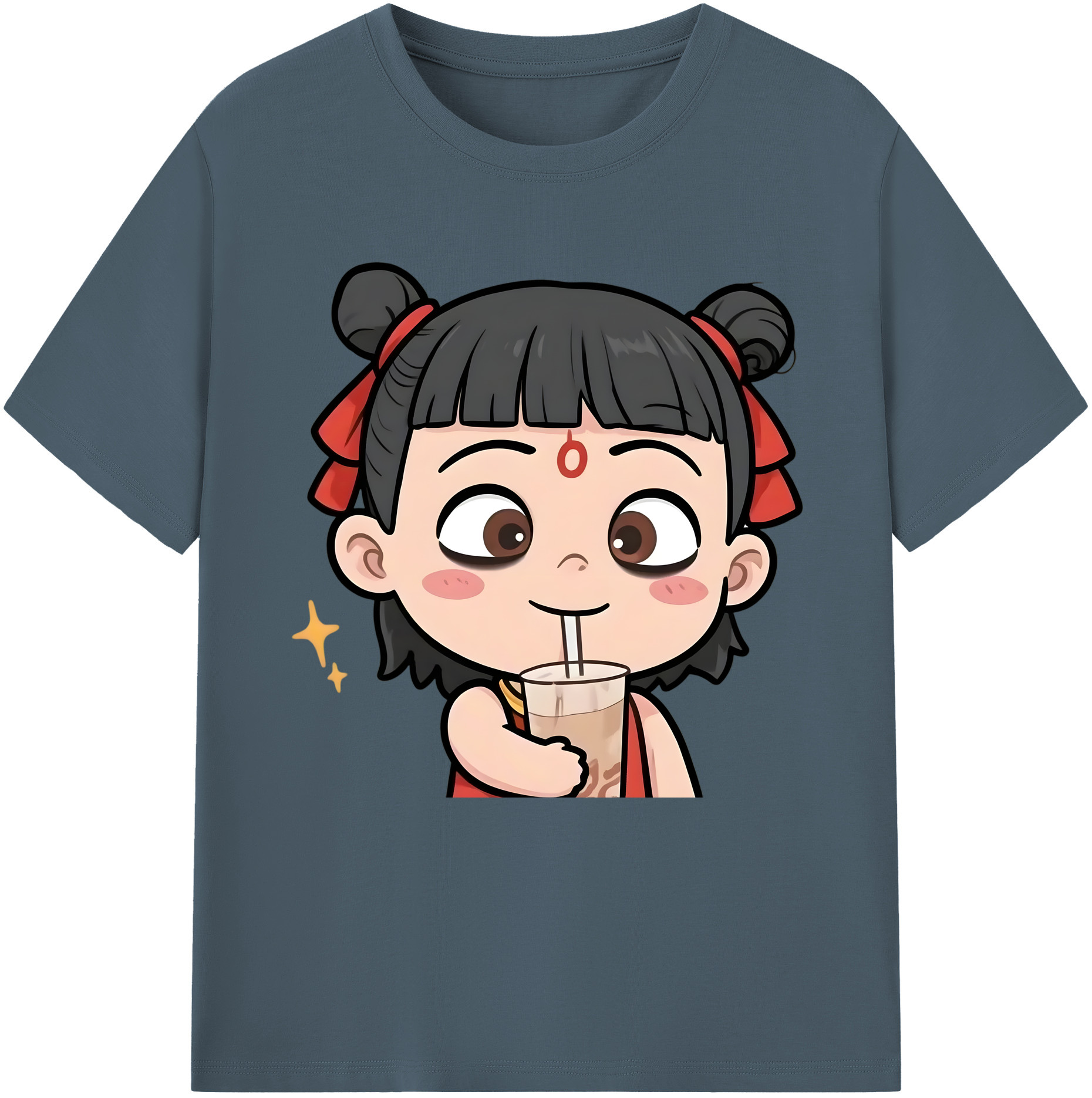 （画像用） Ne Zha 2 ナタ 魔童の大暴れ 綿100％半袖Tシャツ（フロントプリント）